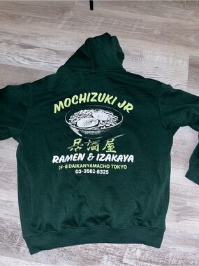 H&M Dark Green Hoodie with Yellow and White Ramen Graphic